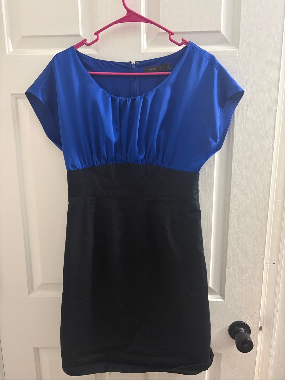 The Limited Royal Blue and Black Cap-Sleeve Mini Dress
